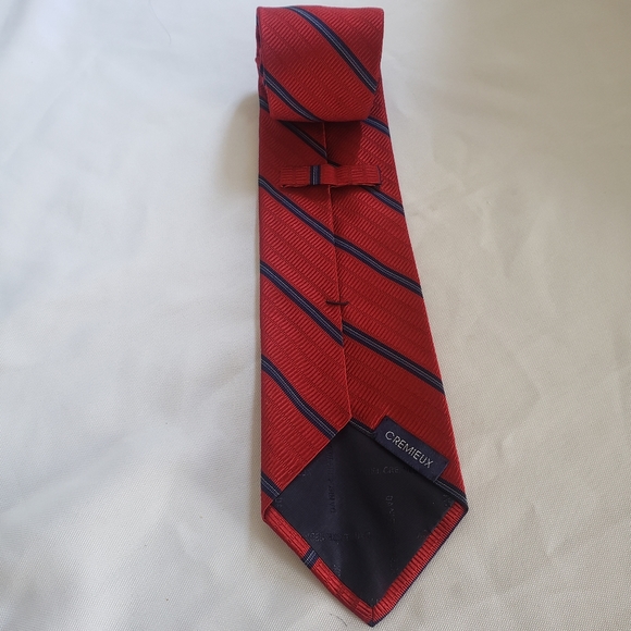 Cremieux Red and Blue Striped Silk Tie - Picture 3 of 8